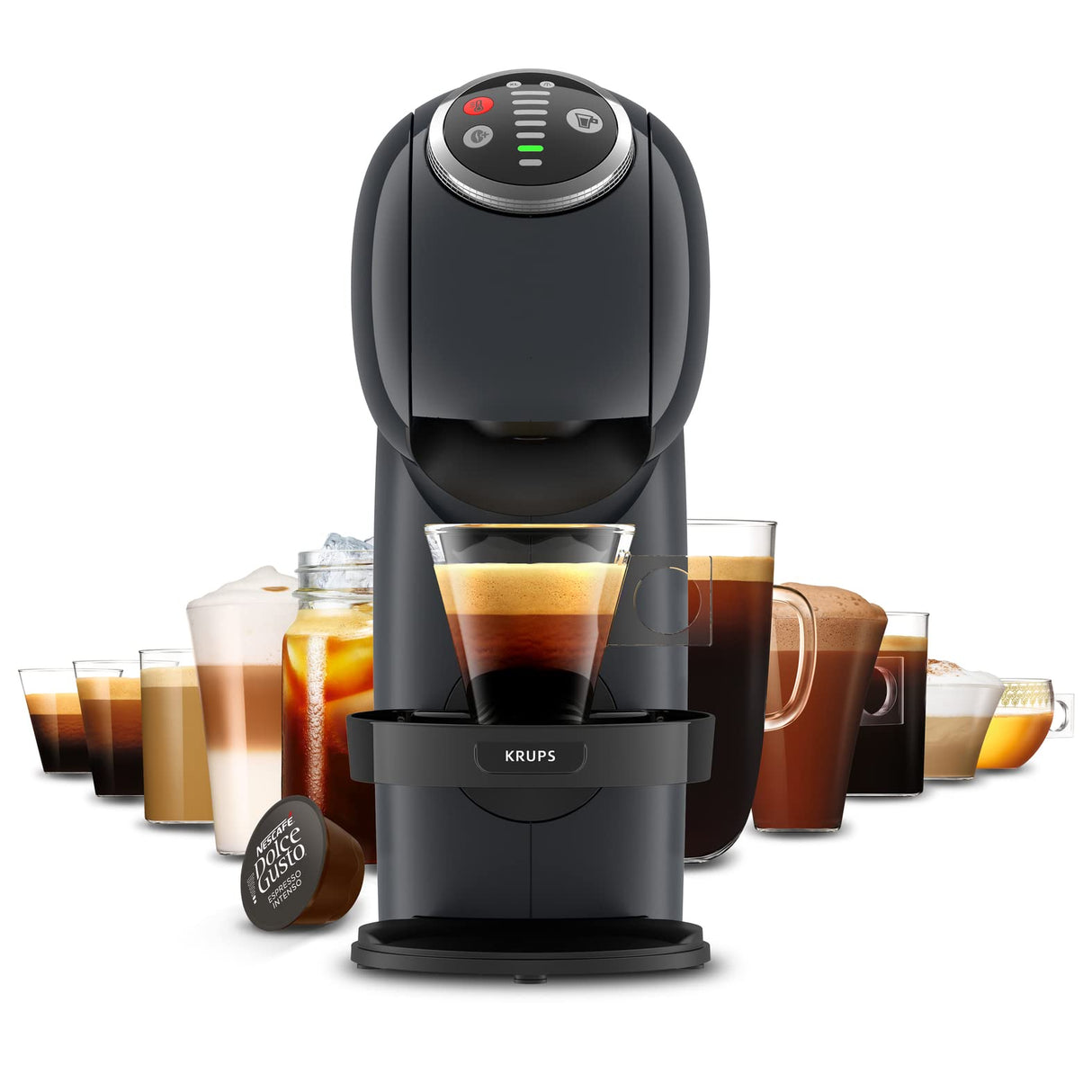 Krups Genio S Plus KP340B - Cafetera compacta de alta presión, función XL, personalización, apagado automático