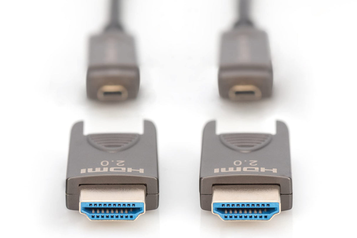 DIGITUS HDMI AOC Cable híbrido de fibra óptica - 30m - HDMI 2.0b - 4k/60Hz - conectores desmontables - compatible con TV/beamer/monitor - contactos chapados en oro - negro