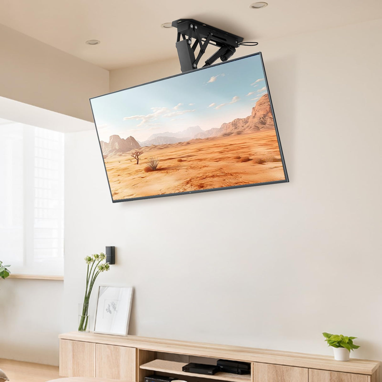 VEVOR Soporte para TV de Techo motorizado, Marco Soporte para TV Dimensiones de 813 a 1651 mm, Marco Porta televisión Plegable Ajustable con VESA máx. 60 x 60 cm, Carga máx. 40 kg