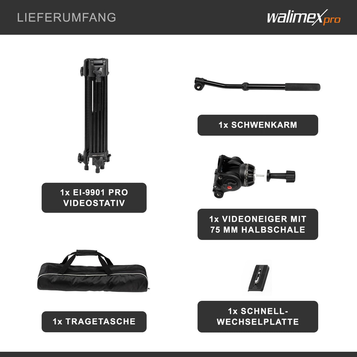 Walimex 15769 - Trípode Completo, Negro