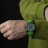 Lotus Reloj Hombre 18945/4 Vortex Caja de Acero Inoxidable 316l Negro Correa de Caucho Verde