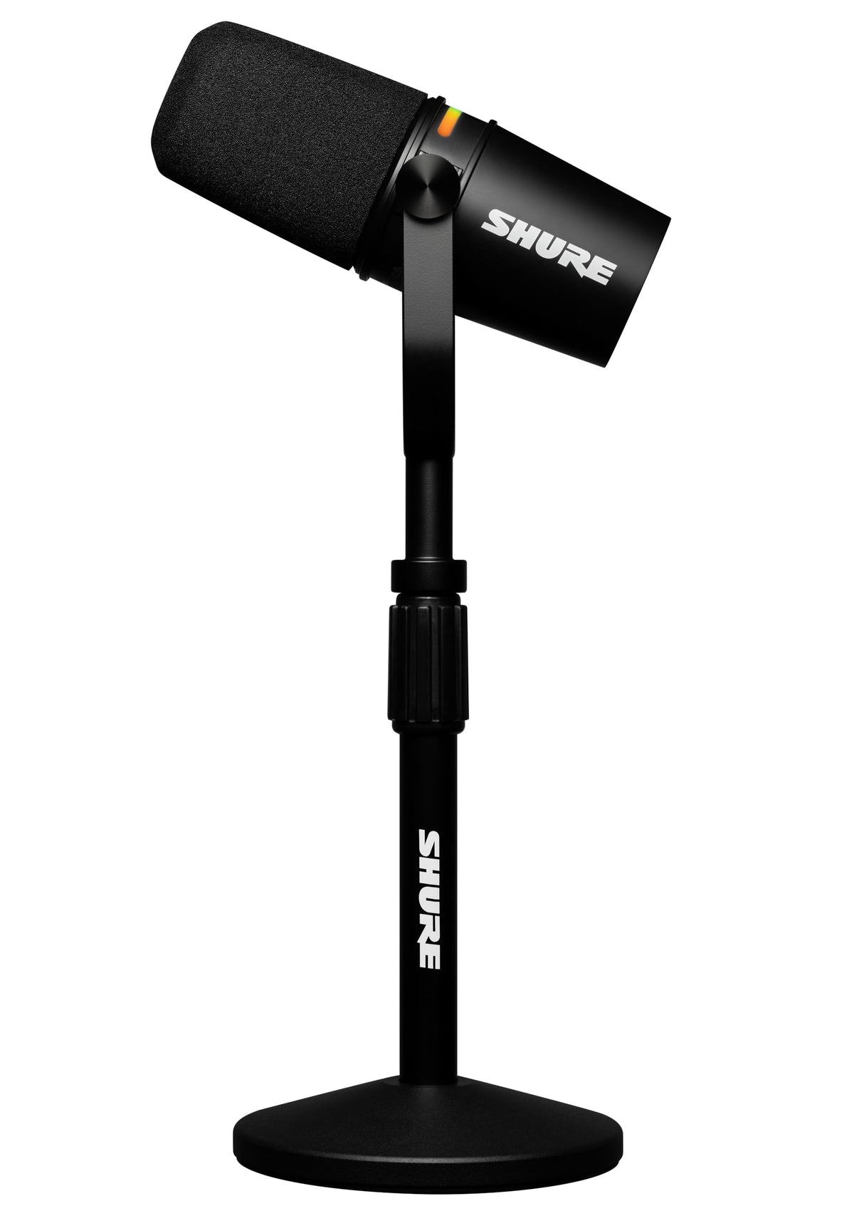 Shure MV7+ Micrófono para Podcast con Soporte de micrófono-Audio Mejorado, Panel táctil LED, Salidas USB-C y XLR, Modo de nivelación automática, Filtro Pop Digital, Efectos de reverberación - Negro