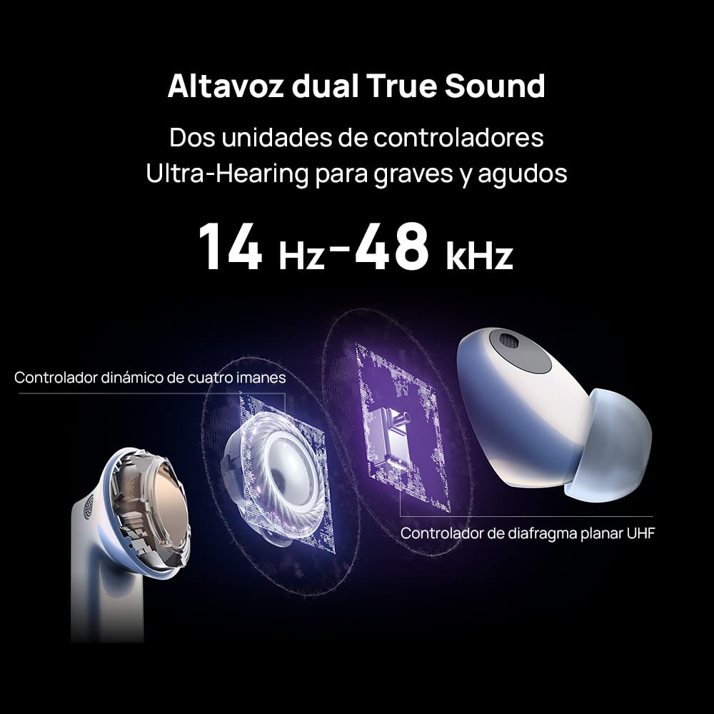 HUAWEI FreeBuds Pro 2, Auriculares inalámbricos Bluetooth, Devialet, Doble Altavoz, Voz cristalina, ANC Inteligente, Triple EQ Adaptivo, Doble conexión, Hi-Res Audio, Azul Plateado, 38 Meses garantía
