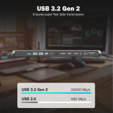 DIGITUS Docking Station – 12 Puertos – 2X HDMI, 1x Displayport 8k 30Hz – 2X USB-A 3.2 Gen2, 1x Tipo A 3.2 Gen1, 1x USB-C 3.2 Gen2 – 1x RJ45 – Lector de Tarjetas SD MicroSD – Conector de 3,5 mm – Gris