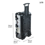 PELI 1670 Caja estanca con Ruedas para Transporte de Equipos electrónicos y fotográficos, IP67 Impermeable al Polvo y Agua, 126L Capacidad, Fabricada en EE.UU., con Espuma Personalizable, Color n70L