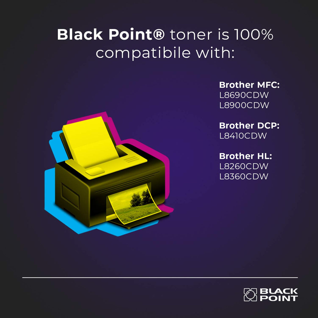 BLACK POINT Juego de 4 Cartuchos de Tóneres Premium para TN423 TN421 TN-423BK TN-423C TN-423M TN-423Y TN-421BK para Brother MFC-L8690CDW MFC-L8900CDW DCP-L8410CDW HL-L8260CDW HLL8360CDW DCPL8410CDN