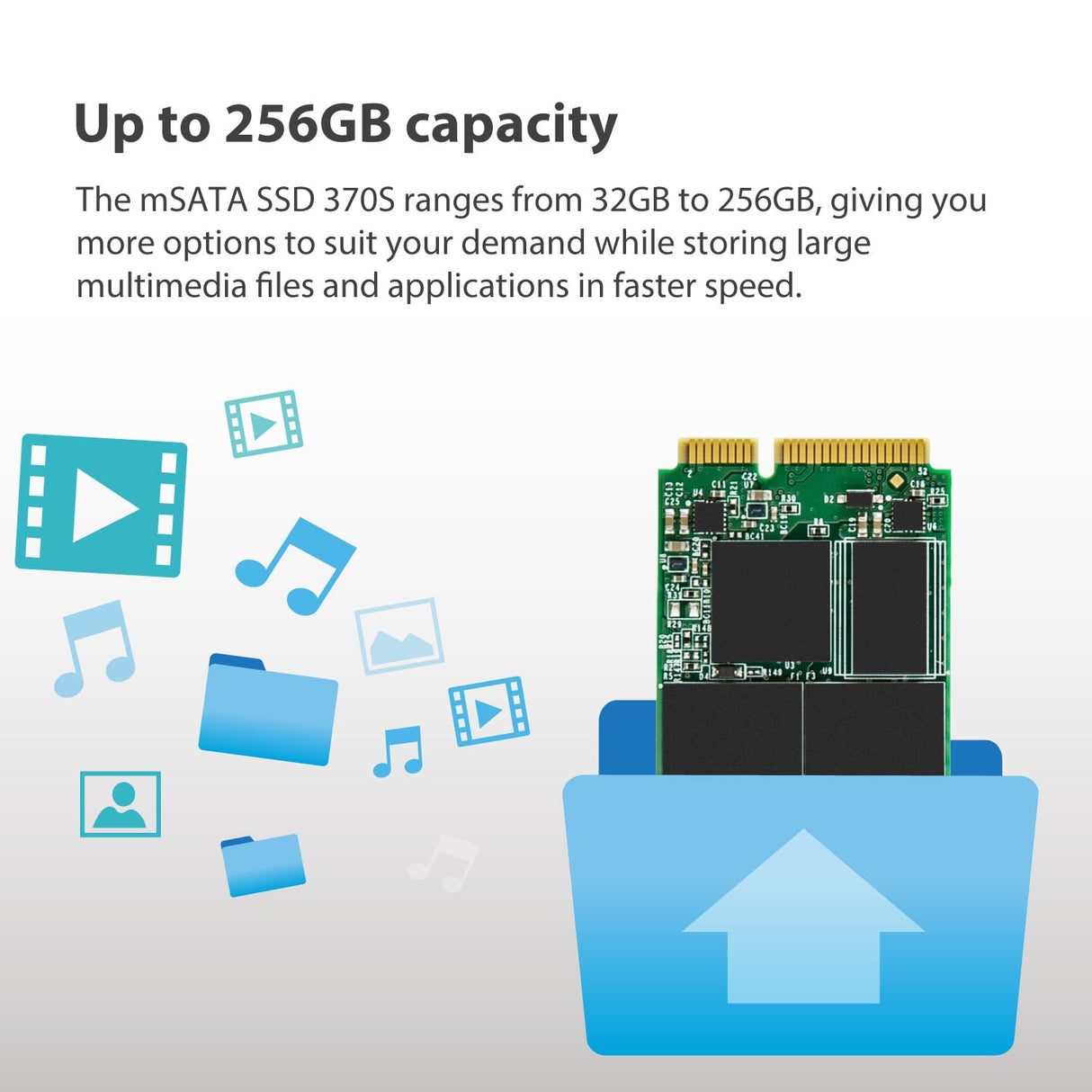 Transcend 256GB MSA370S SATA III 6 GB/s mSATA Disco de Estado Sólido Interno MLC NAND TS256GMSA370S