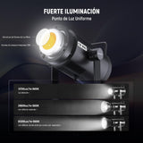 NEEWER Luz Vídeo LED 300W con Reflector, Montaje Bowens, 155000Lux/1m 5600K COB Iluminación Continua CRI97+/TLCI97+ Foco Estudio Regulable, App/2,4G/Control Integrado para Grabación Películas, CB300C