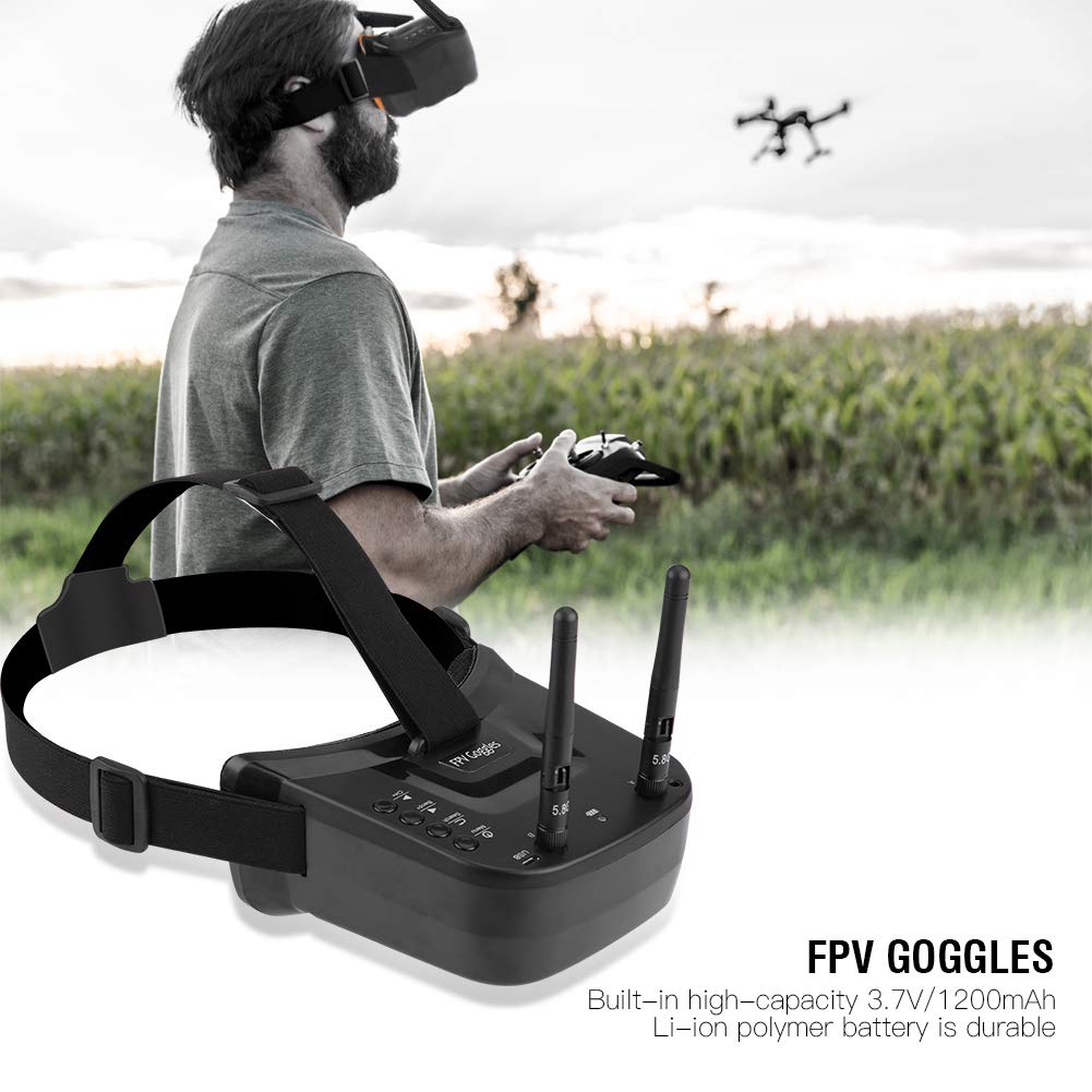 Germerse Gafas FPV, FPV RC Drone Goggles, 5.8G 40 Canales RC FPV Goggles 1200mAh Batería FPV Goggles para FPV Quadcopter Drones