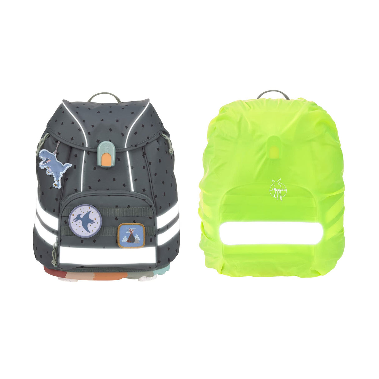 LÄSSIG Juego de mochilas escolares de 7 piezas para niños/ School Set Flexy Unique, Speckles anthracite