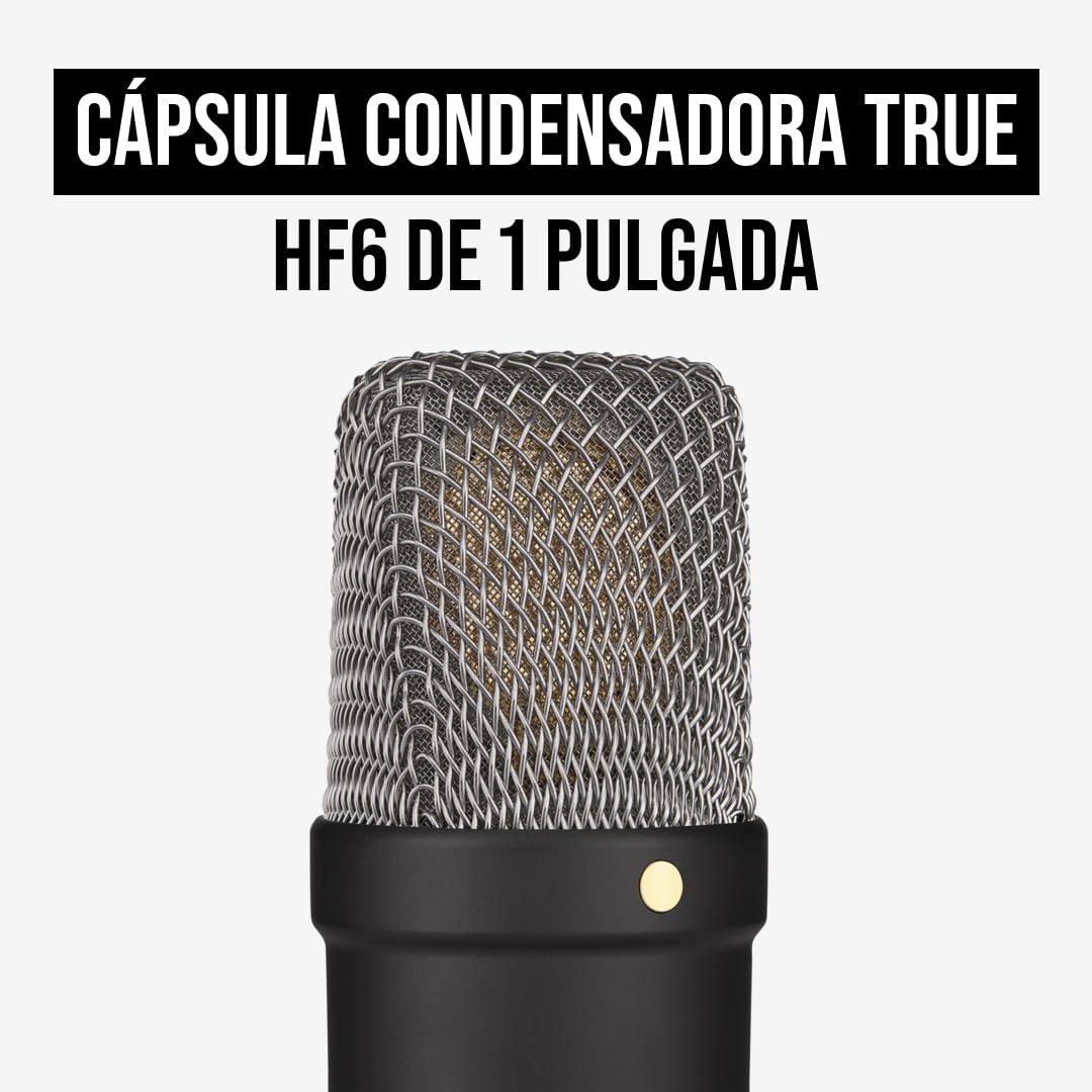 RØDE NT1 Signature Series micrófono de condensador de gran diafragma de la con soporte antivibraciones, filtro antipop y cable XLR para producción musical, grabación de voz, streaming y podcasting