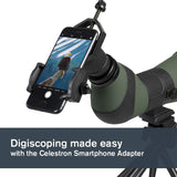 Celestron 52329 LandScout Catalejo de 80 mm en ángulo con Carcasa de Caucho, óptica Completamente revestida, Ocular con Zoom 20–60x, trípode de sobremesa y Adaptador para Smartphone, Verde