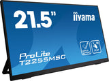 iiyama T2255MSC-B1 21,5" Bonded PCAP 10P Táctil, MPP2.0 (Active Stylus) Supported, 1920x1080, Panel IPS, Flat Bezel Free Glass Front, HDMI, Displayport, 400cd/m², USB Hub 2X 3.0, Altavoces, Bookstand