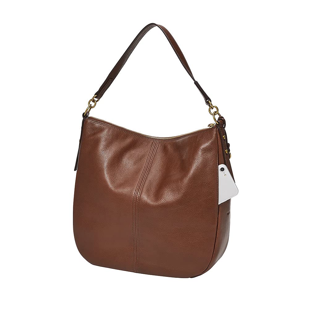 Fossil Bolso para mujer Jolie, Hobo de piel ecológica y ribetes de poliuretano marrón 30,48 cm largo x 12,7 cm ancho x 33,02 cm alto ZB1434200