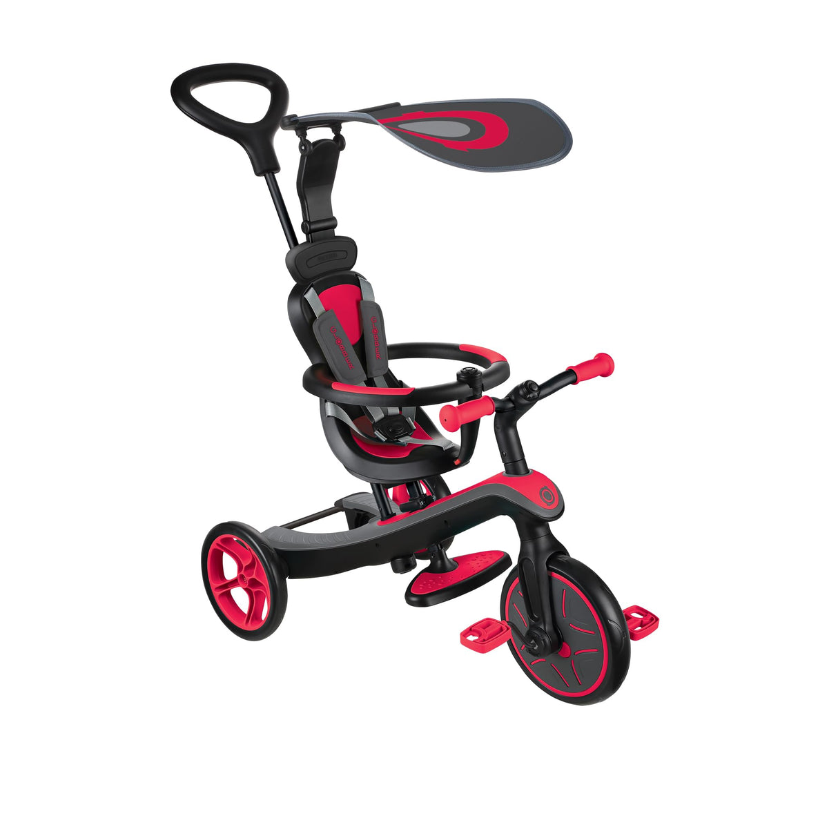 Globber - EXPLORER TRIKE 4 in 1 - Triciclo y bicicleta de equilibrio todo en uno para niños pequeños de 10m + a 5 años + , Rojo