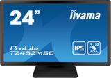 iiyama T2452MSC-B1 24" Bonded PCAP 10P Táctil, 1920x1080, Panel IPS, Flat Bezel Free Glass Front, HDMI, Displayport, 360cd/m² (Táctil), USB Hub 2X 3.0, Altavoces, Cámara Web incorporada & Micrófono