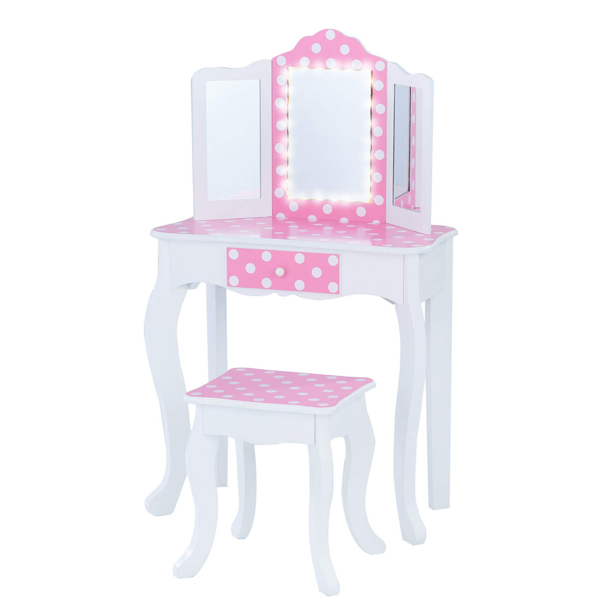 Fantasy Fields Teamson Kids Juego De Tocador Rosa con Espejo Y Luces Tocador Madera TD-11670FL