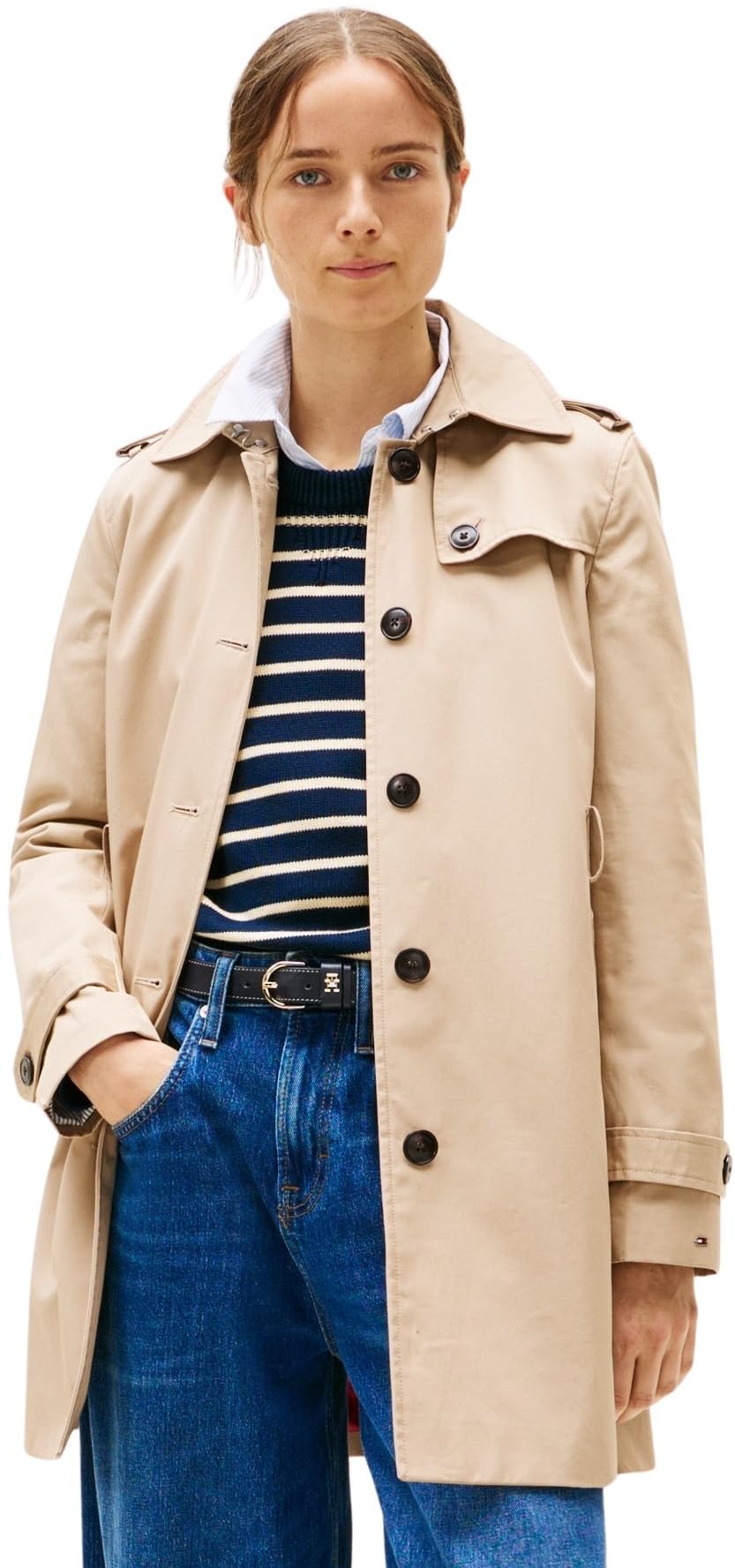 Tommy Hilfiger Cazadora Mujer Heritage Single Breasted Trench Cazadora de Entretiempo, Beige (Nos Beige), S