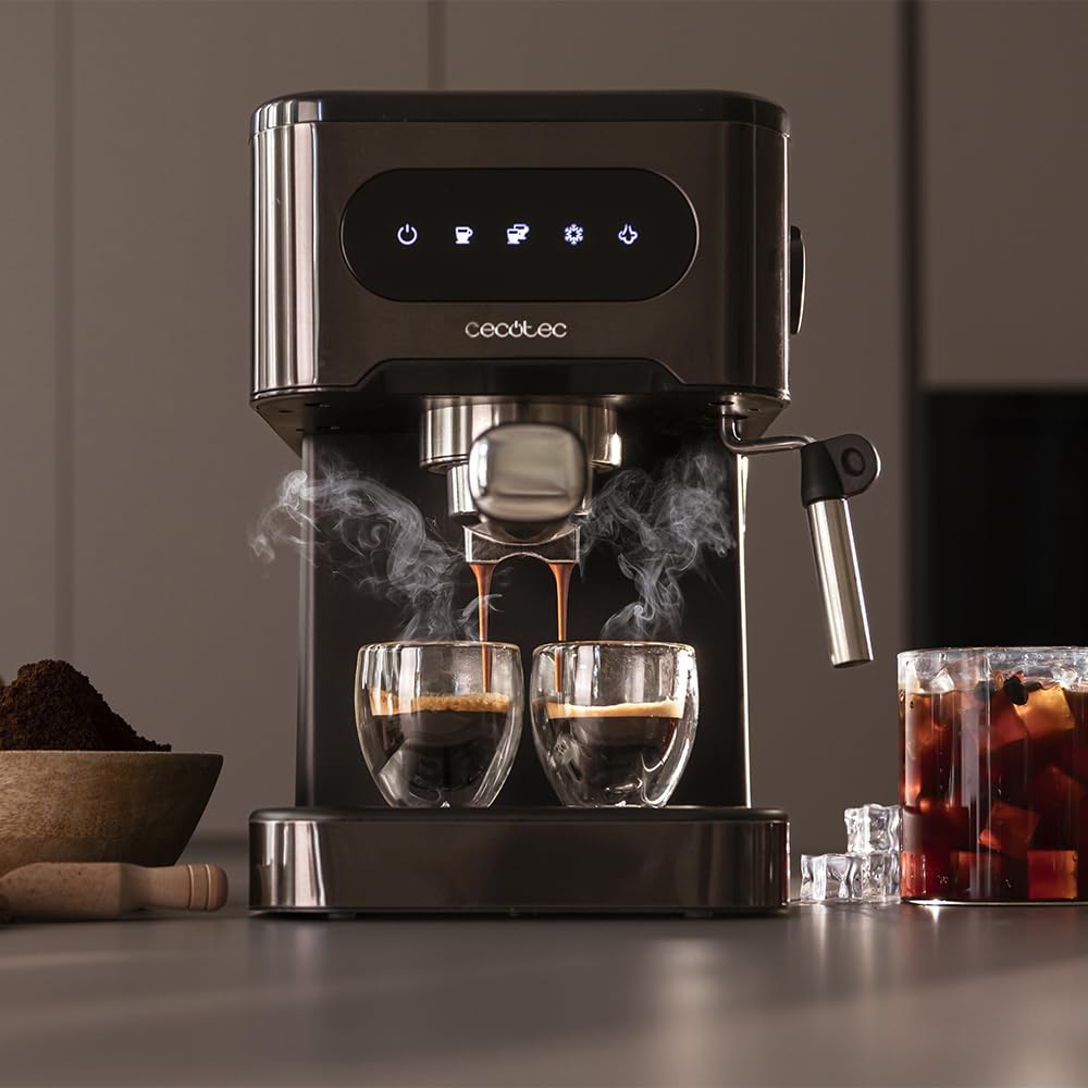 Cecotec Cafetera express Power Espresso 20 ColdBrew. Cafetera express para espresso y cappuccino, café en frío, 20 Bares de presión, Vaporizador orientable. Disfruta de Calidad profesional en casa.