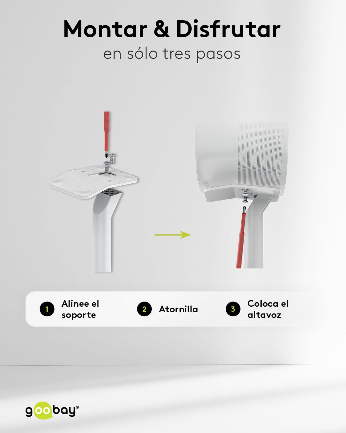 goobay Soporte para Altavoces Sonos Era 300, Capacidad de Carga de 5 K, gestión de Cables, 71,5 cm de Altura, Blanco, 71985