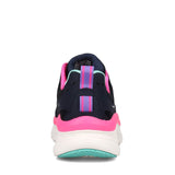 Skechers D'lux Walker Infinite Motion, Zapatillas Mujer, Navy Silver Leather Pink Mesh White Tri, 40 EU