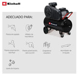 Einhell compresor TC-AC 270/50/10 (1800 W, máx. 10 bar, depósito de 50 l, lubricado con aceite, manómetro para presión de trabajo y de caldera, 270 l/min potencia de aspiración, reductor de presión)