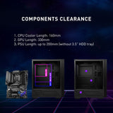 MSI Caja de Juegos de PC de Torre Media - Panel Lateral de Vidrio Templado - Ventilador aRGB de 4 x 120 mm - Soporte de refrigeración líquida de hasta 240 mm Radiador x 1 - mag Forge 112R
