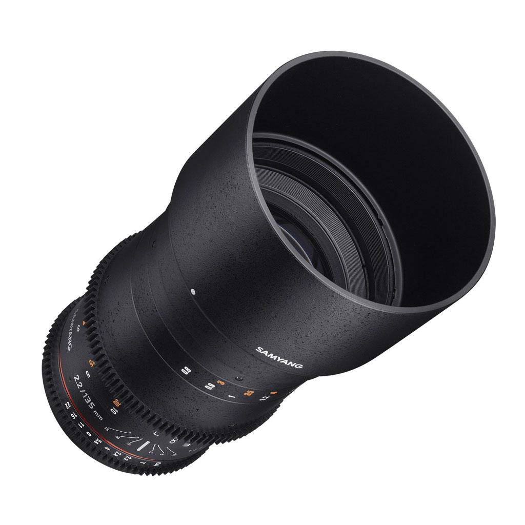 Samyang F1312206101 - Objetivo para vídeo VDSLR para Sony E (Distancia Focal Fija 135mm, Apertura T2.2-22 ED UMC, diámetro Filtro: 77mm), Negro