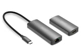 DIGITUS DS-55343 Extensor USB-C a HDMI – UHD 4K 120 Hz – 30 m a través de cable LAN – Set: emisor y receptor – HDMI 2.1, HDCP 2.3, USB 3.1 – HDR, Deep Color