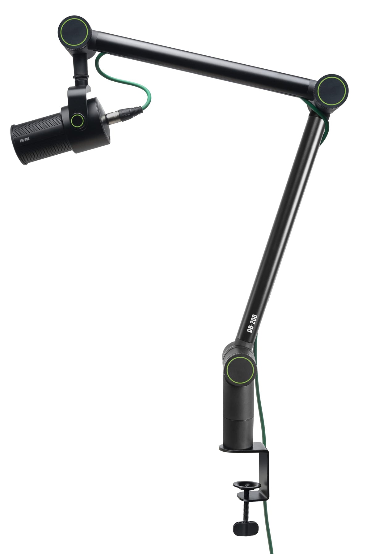 Mackie DB-200 brazo jirafa para microfonía profesional con soporte de sobremesa y ranuras integradas para la organización de cables