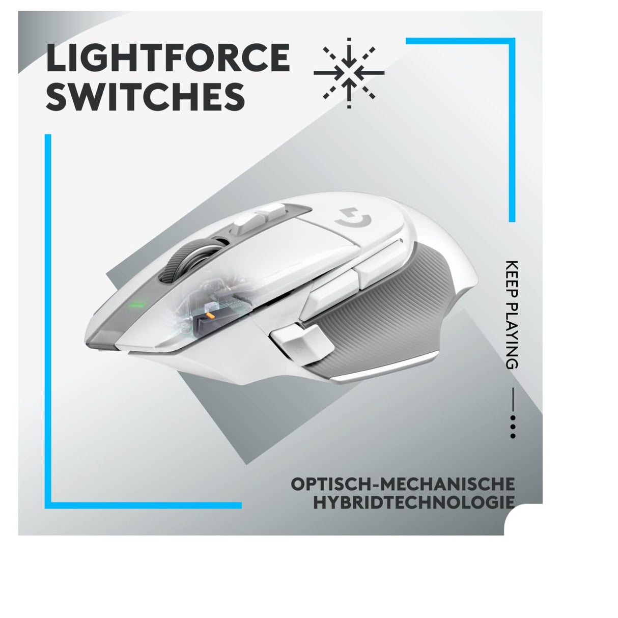 Logitech G G502 X LIGHTSPEED Ratón inalámbrico para Gaming - Ratón óptico con interruptores óptico-mecánicos híbridos LIGHTFORCE, sensor HERO 25K, compatible con PC - macOS/Windows - Blanco