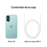 Apple iPhone 16 (128 GB) - Turquesa + Funda de Silicona con MagSafe - Negro