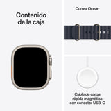 Apple Watch Ultra 2 GPS + Cellular Smartwatch, Reloj Deportivo con Caja de Titanio Natural Resistente de 49 mm y Correa Ocean Azul Marino. Monitor de entreno y Pantalla Retina Brillante