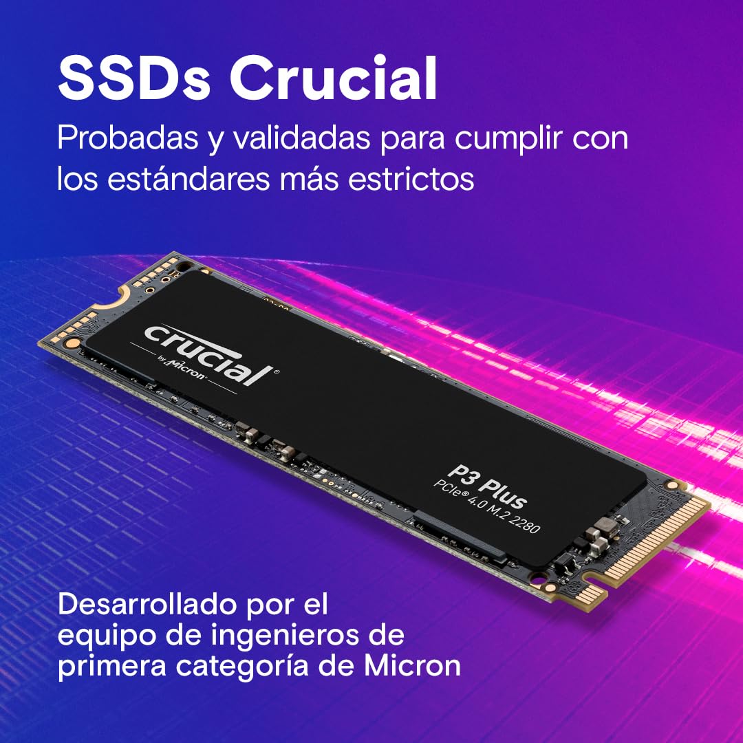 Crucial P3 Plus SSD 2TB PCIe Gen4 NVMe M.2 SSD Interno, Disco Duro SSD, hasta 5.000 MB/s, Compatible con Ordenador Portátil y de Sobremesa - CT2000P3PSSD801
