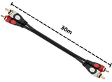 System-S Cable RCA 2 RCA 30 m macho a macho, adaptador AV estéreo en negro