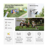 Tapo C560WS, Cámara de Seguridad Exterior Wi‑Fi 6 4K 8 MP, Pan/Tilt 360° AI, Visión Nocturna Color Starlight, Reconocimiento Facial, Zoom Digital 18×, Alarma Luz/Sonido, IP66, Audio Bidireccional