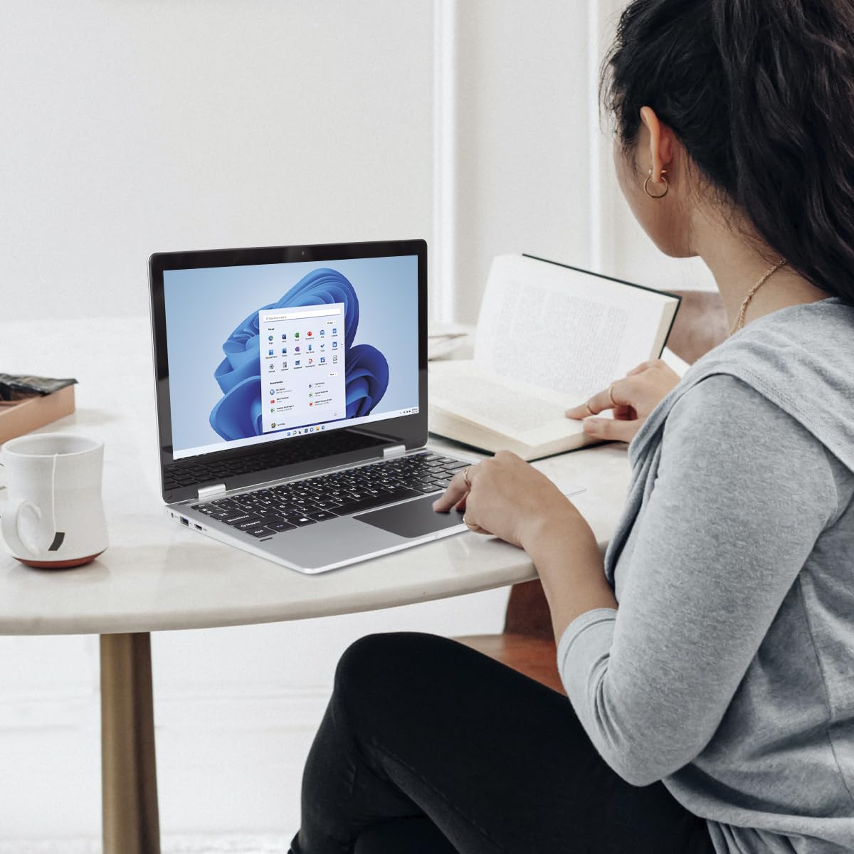 PRIXTON Ordenador Portátil Convertible Flex Pro con Pantalla Táctil de 11.6”, Windows 11 Home, Procesador Intel Celeron N4020, Memoria 4GB RAM / 128GB, Teclado en Español
