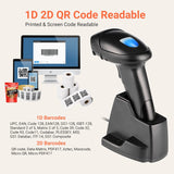 Tera Escáner de código de Barras 2D QR inalámbrico con Base de Carga USB Lector de códigos de Barras de Mano Escaneado rápido y preciso 2D QR 1D códigos de Barras 3en1, D6100-NEW