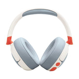 JBL Junior 470 NC, Auriculares supraaurales e inalámbricos para niños, Bluetooth, cancelación Activa de Ruido, volúmen hasta 85 dB, 50 hrs de batería, Set de Pegatinas, Plegables, Blanco