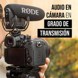 VideoMic Pro de RØDE - Micrófono de cañón profesional para uso en cámara con filtro de paso alto y atenuación para filmaciones, creación de contenidos y grabación en localizaciones