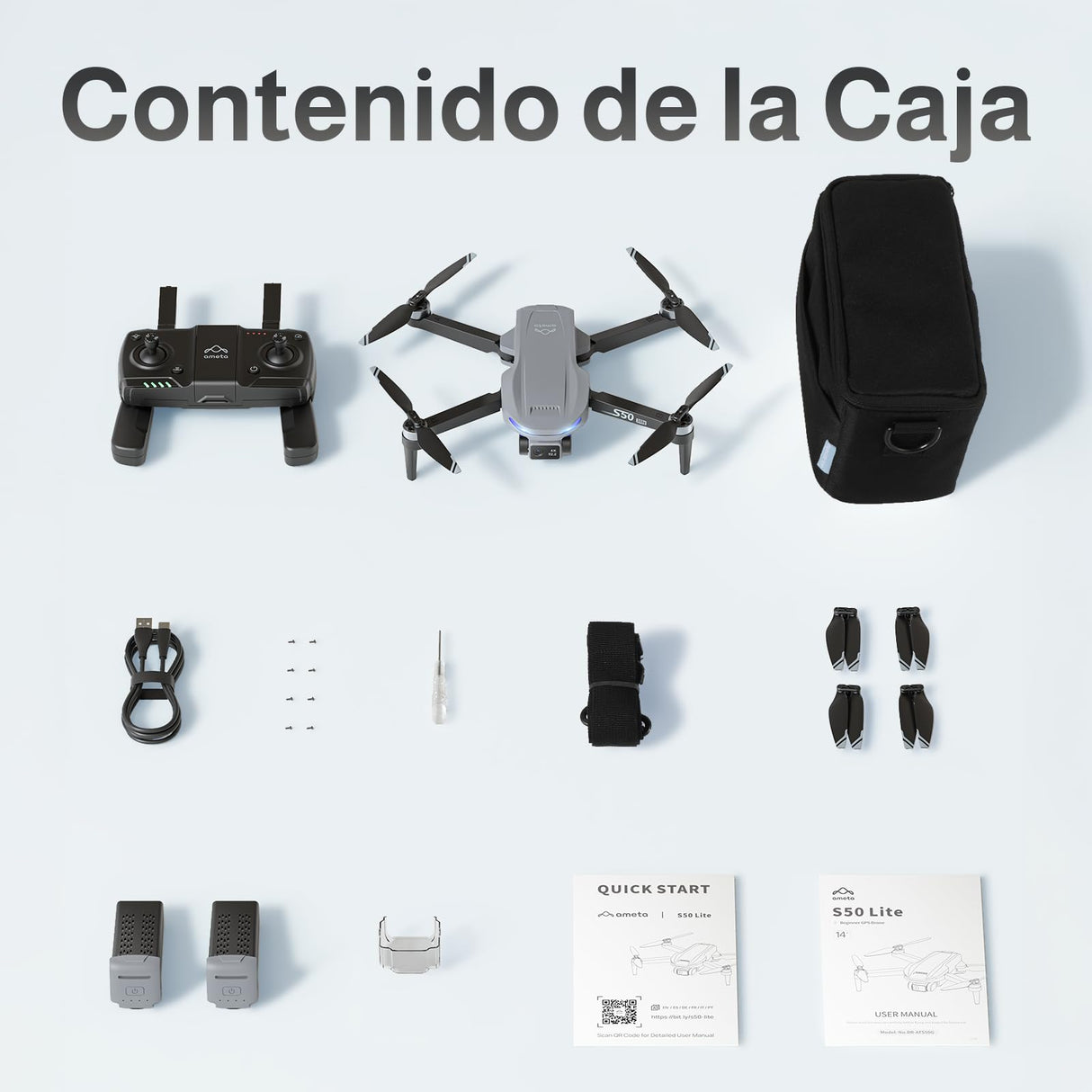 Ameta Drone con Camara 4K Adultos, S50 Lite GPS Profesional Dron con Cámara/Retorno Automático/ 50 Minutos de Vuelo/Sigueme/Modos Inteligentes/Gestos Control/ 500m Alcance, Menos de 249g