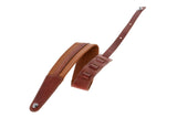 GEWA Correa para guitarra serie Prestige, cuero auténtico, ancho 65 mm, largo 103-139 cm, Cierre de seguridad: cromado, arena seca/marrón, marrón medio/marrón, hecho a mano en Europa