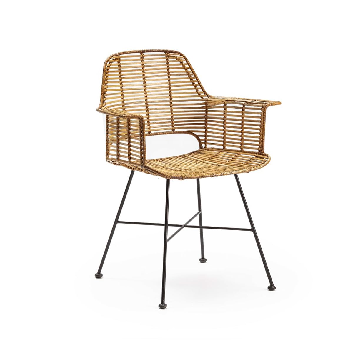 SILLA 66X58X83 MIMBRE NATURAL/METAL NEGRO