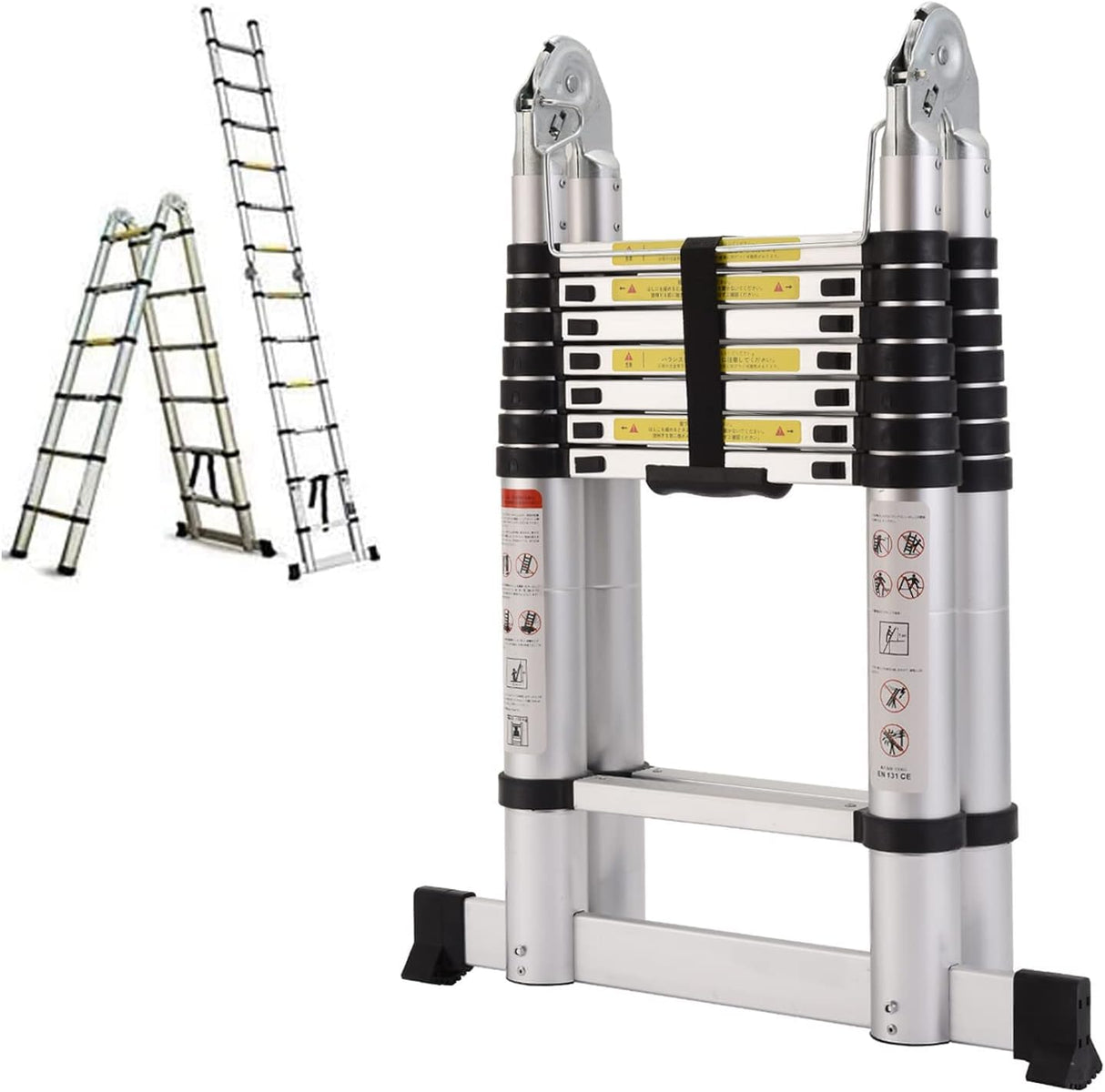 Nictemaw 5M Escalera Plegable, Escalera Telescópica de Aluminio, Mehrzweckleiter 2 in 1 Klappleiter, 5M Teleskopleiter aus ALU 150 kg Belastbarkeit, 16 Sprosse