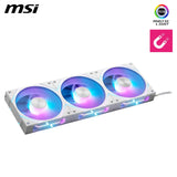 MSI Ventilador MPG EZ120 ARGB BLANCO - Ventilador ARGB de 120 mm, bloque de conector magnético patentado, conexión en cadena, rodamiento dinámico fluido con fijación de tuerca adicional, buje del
