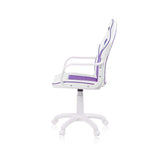 duehome | DRW, Silla Gamer, Silla de Oficina Gaming Estudio o Escritorio, Acabado en Símil Piel Blanco y Lila, Medidas: 46,5 cm (Ancho) x 46 cm (Largo) x 98-109,5 cm (Alto)