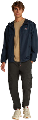 Tommy Jeans Cortavientos Hombre Chicago con capucha, Azul (Dark Night Navy), XXL