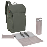 LÄSSIG Mochila con cambiador, enganche para cochecito y portabiberón/GRE Slender Up Backpack olive