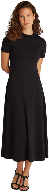 Tommy Hilfiger Vestido Mujer Modern Midi Dress Fit & Flare, Negro (Black), L