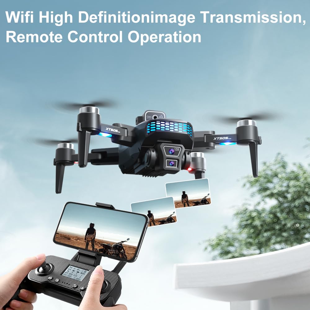 OBEST GPS Drone with 4K Camera, WiFi RC Quadcopter with Brushless Motor, Less than 249g, Durability, 360°Obstacle Avoidance, 2 Batteries, Suitable for Beginners